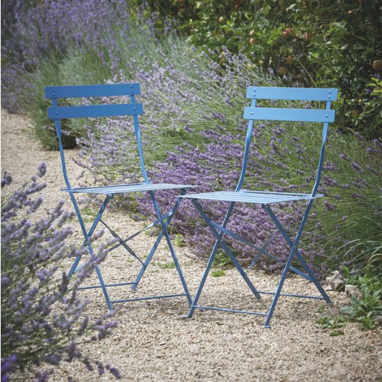Pair of Garden Bistro Chairs - Cove Blue - Duck Barn Interiors