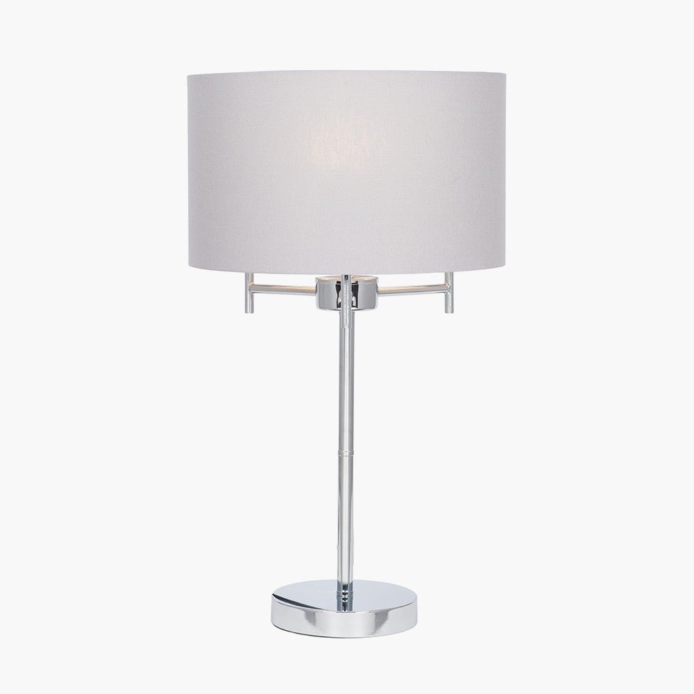 Plaza Silver 3 Light Metal Table Lamp with Shade - Duck Barn Interiors