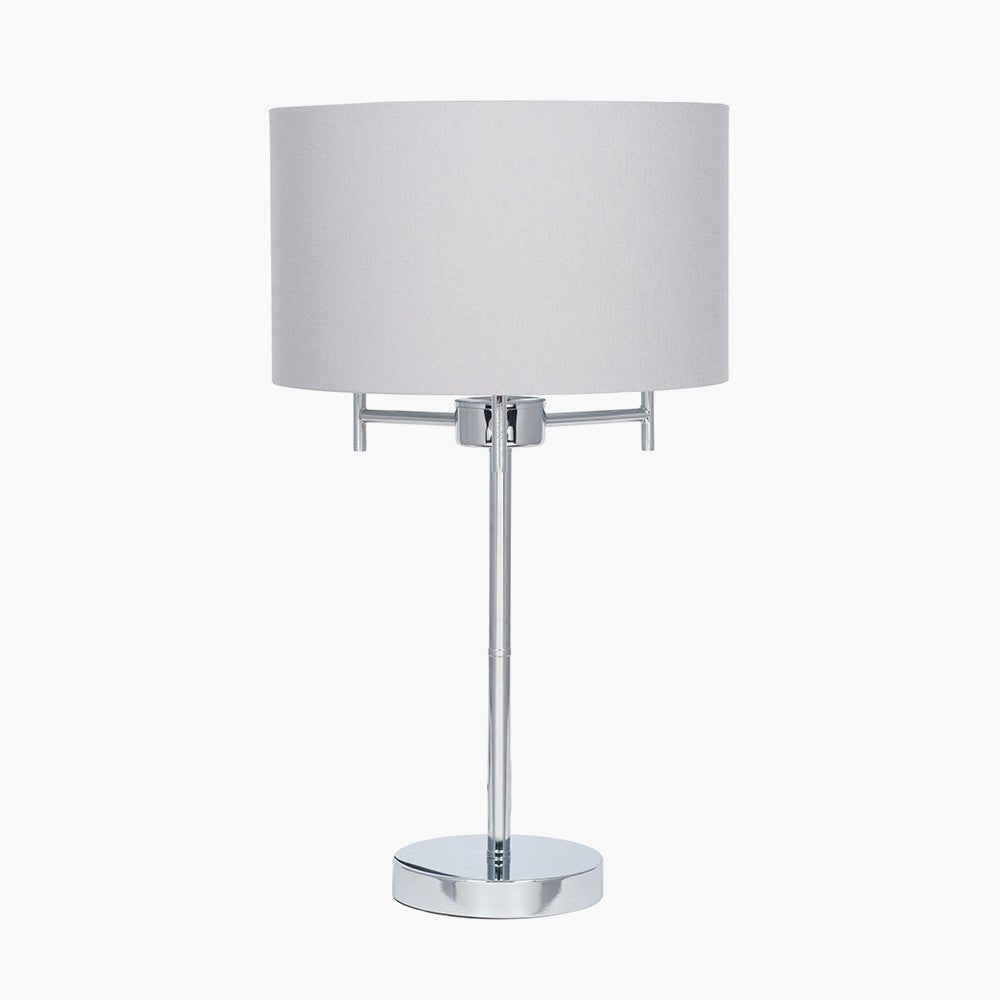 Plaza Silver 3 Light Metal Table Lamp with Shade - Duck Barn Interiors