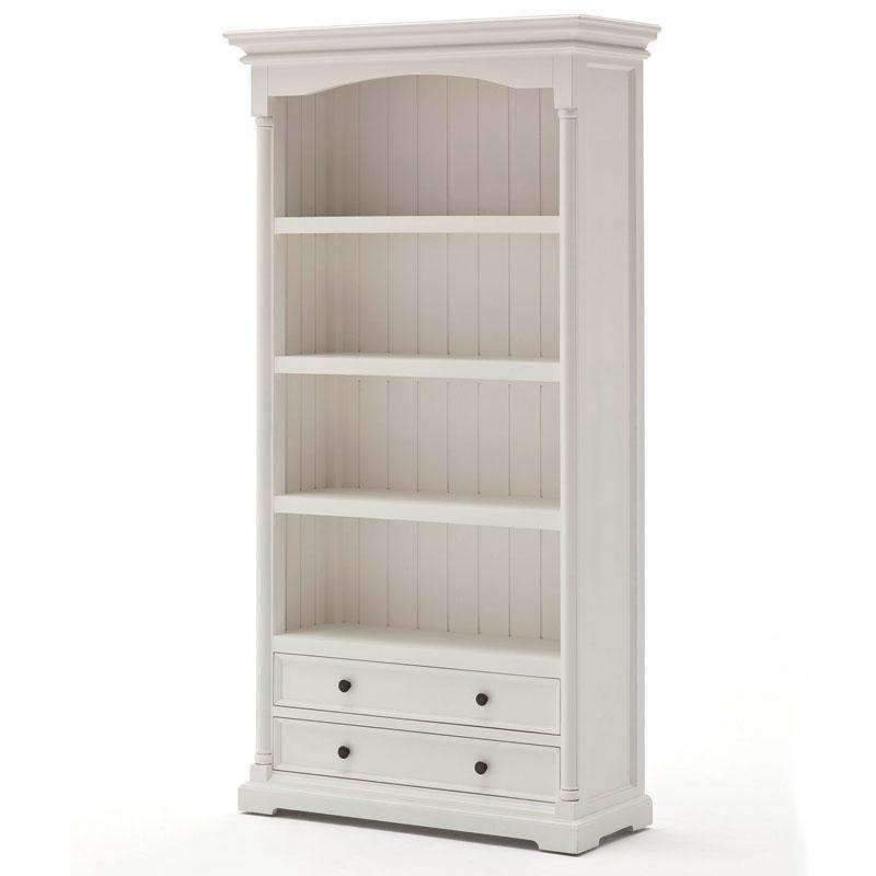 Provence White Painted Bookcase With Low Drawers - Duck Barn Interiors