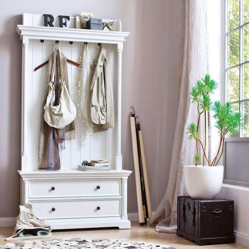 Provence White Painted Coat Rack Bench - Duck Barn Interiors