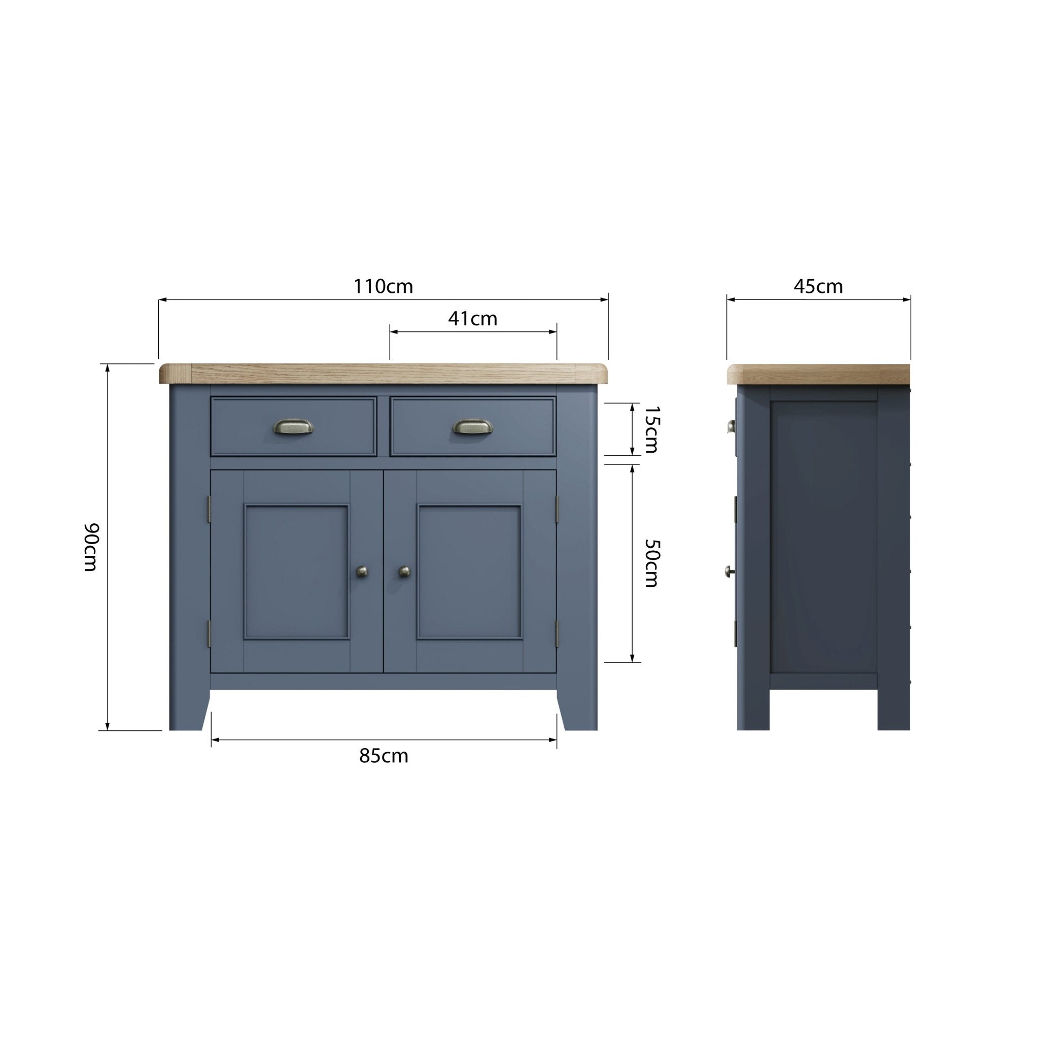 Rogate Blue 2 Door 2 Drawer Small Sideboard - Duck Barn Interiors