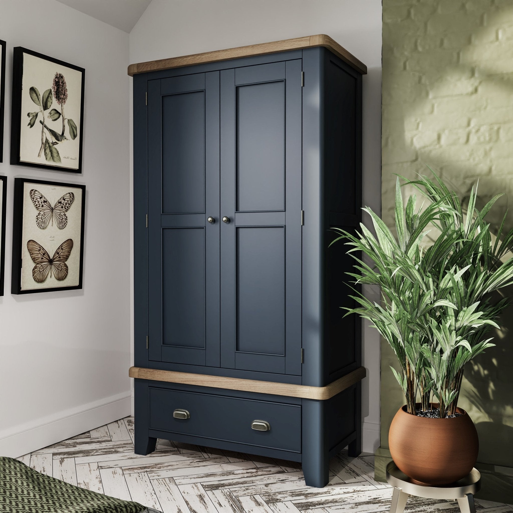 Rogate Blue 2 Door Wardrobe with Drawer - Duck Barn Interiors