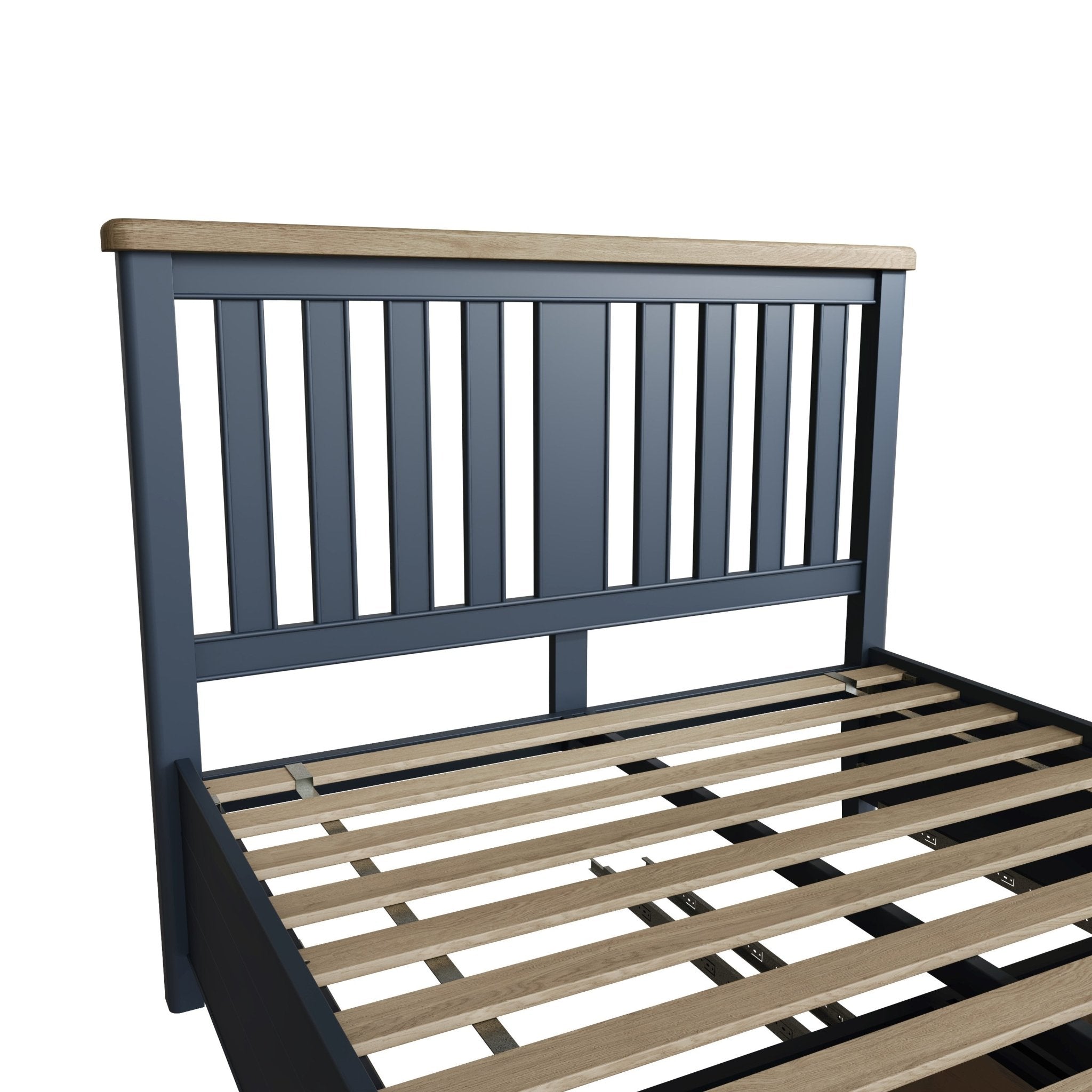 Rogate Blue 6'0 Super King Bed Frame - Wooden Headboard & Drawers - Duck Barn Interiors