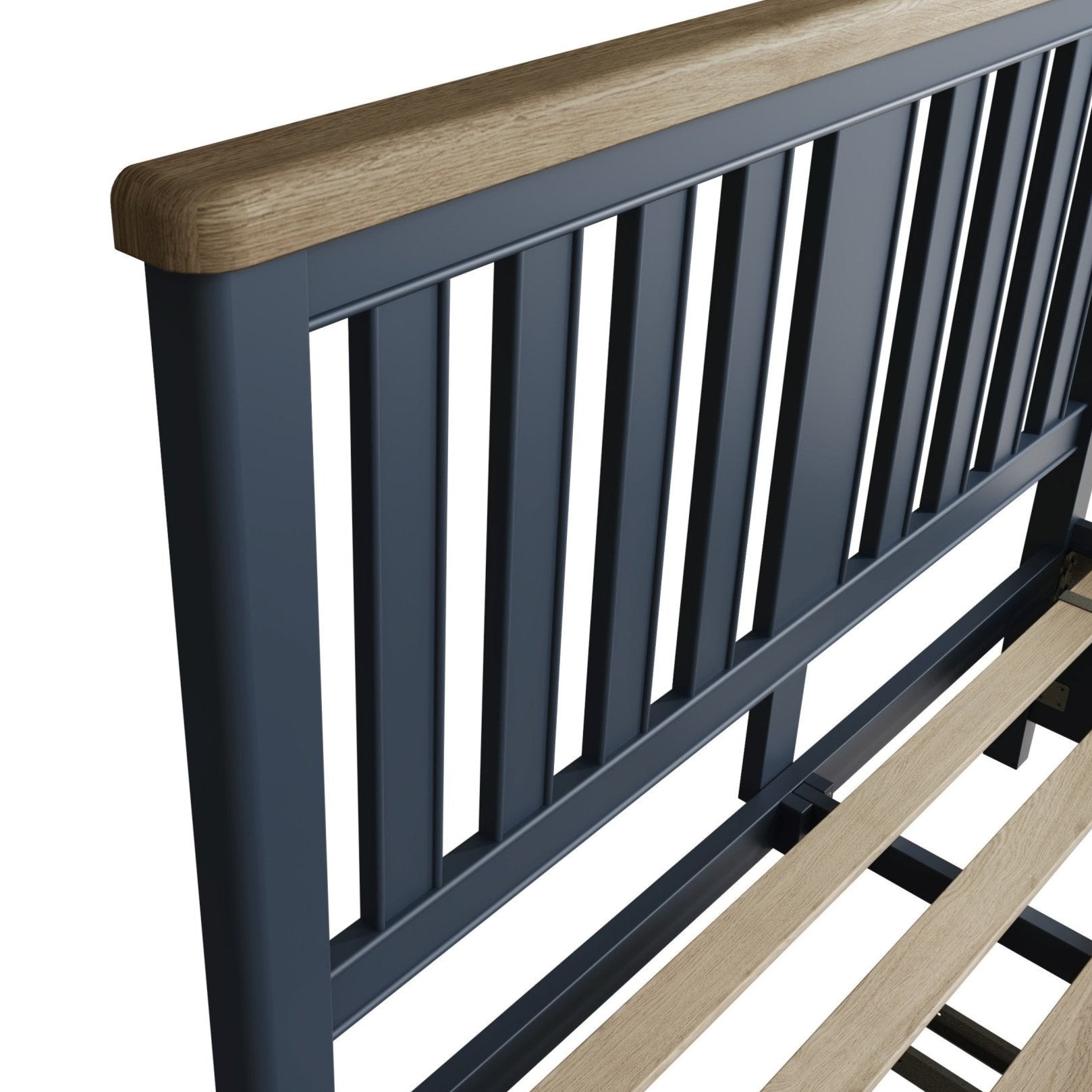 Rogate Blue 6'0 Super King Bed Frame - Wooden Headboard & Drawers - Duck Barn Interiors