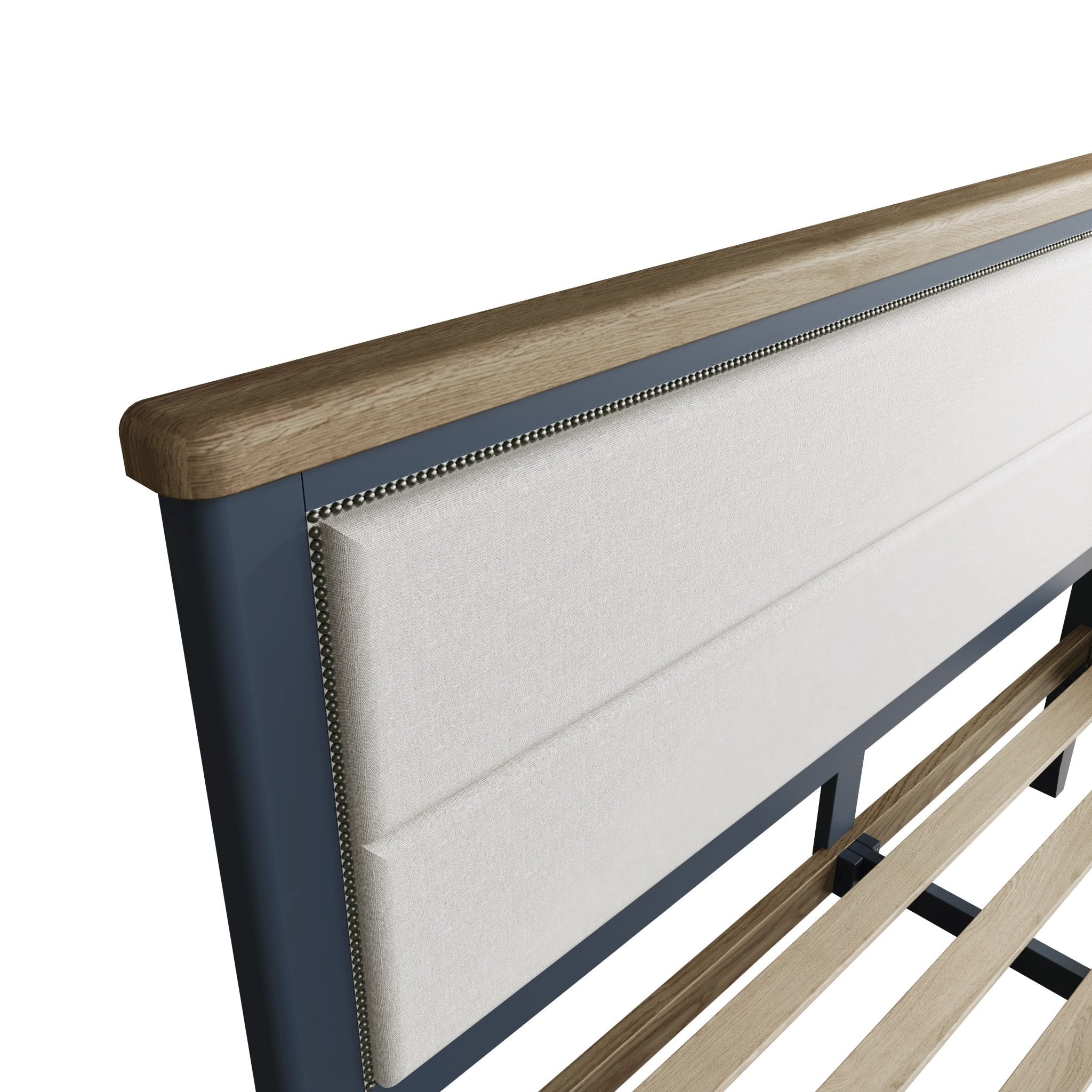 Rogate Blue 6'0 Super King size Bed Frame - Fabric Headboard - Duck Barn Interiors