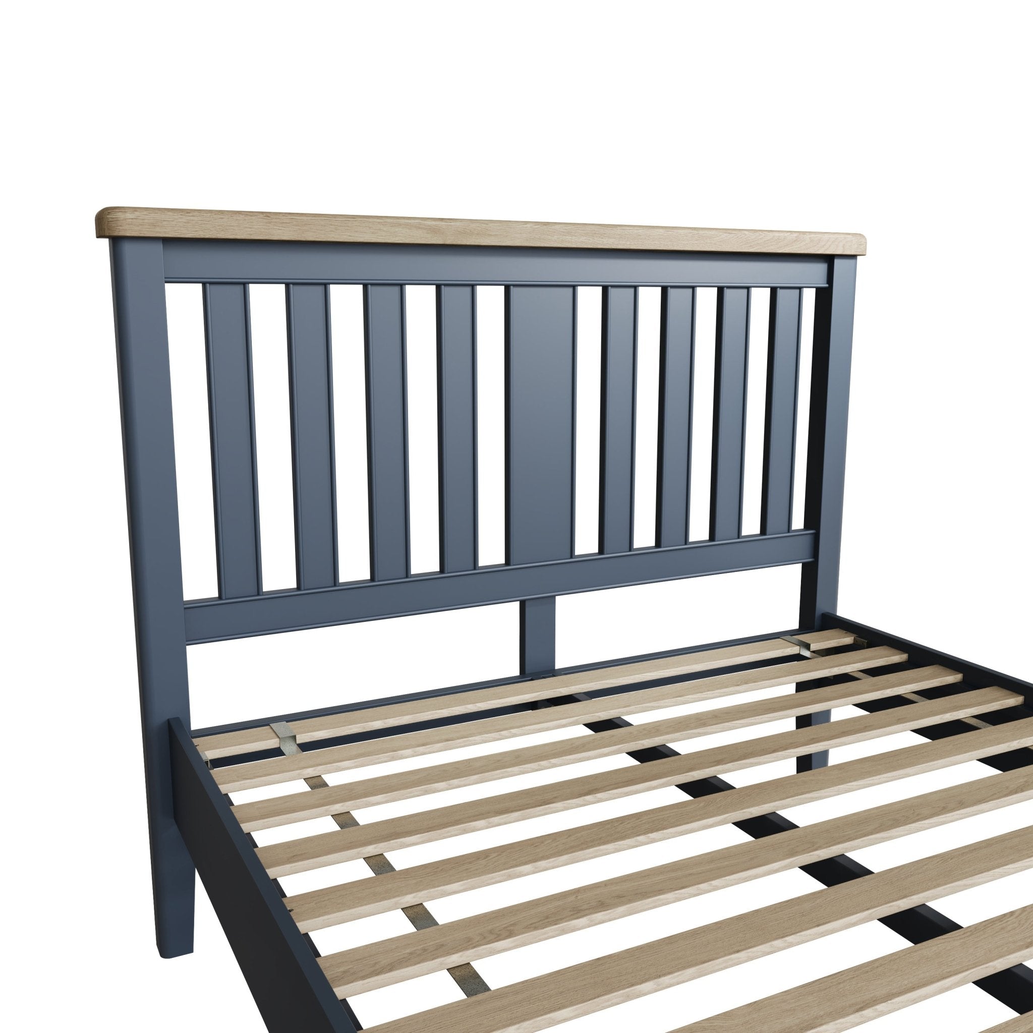 Rogate Blue 6'0 Super King Size Bed Frame - Wooden Headboard - Duck Barn Interiors