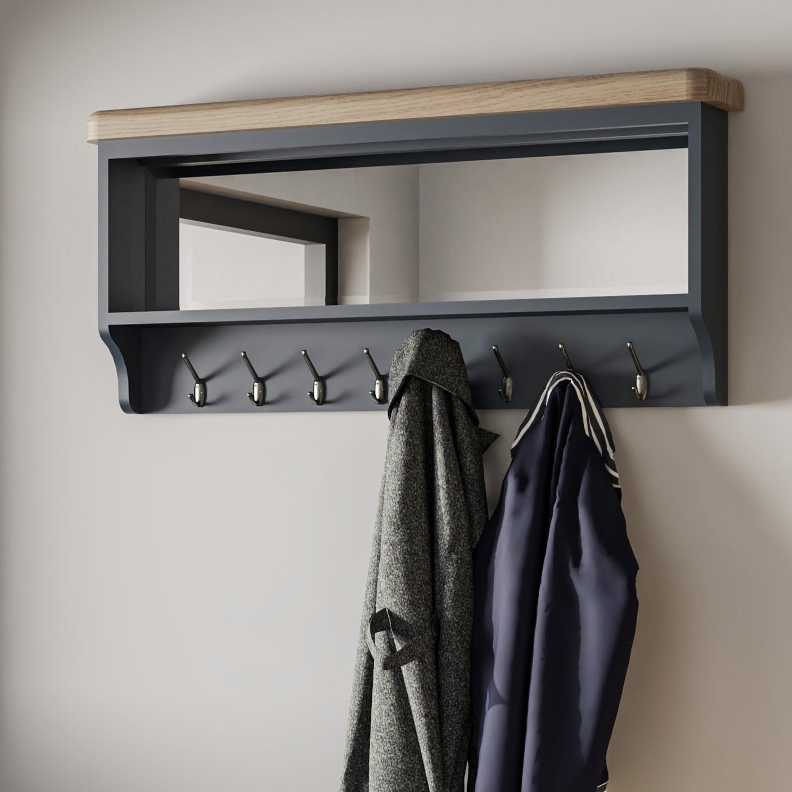 Rogate Blue Painted Hall Coat Rack with Mirror - Duck Barn Interiors