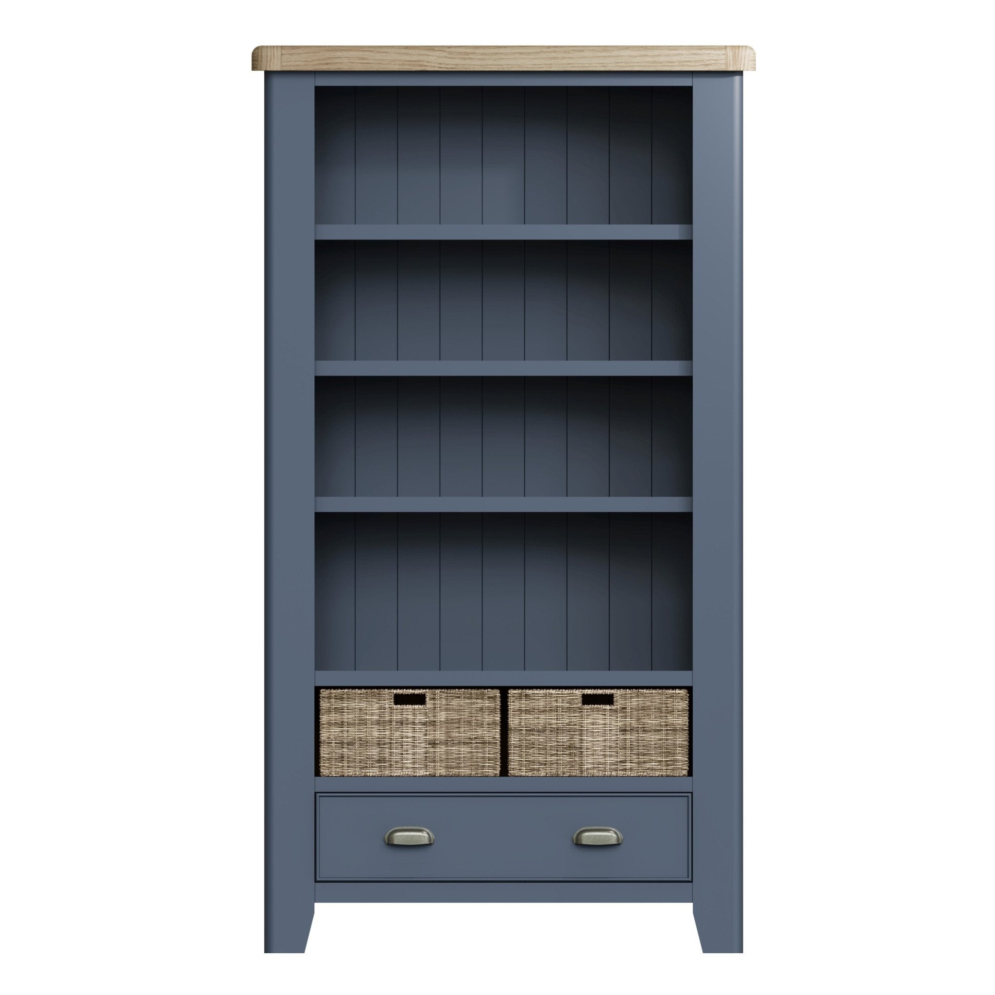 Rogate Blue Painted Large Bookcase with Baskets - Duck Barn Interiors