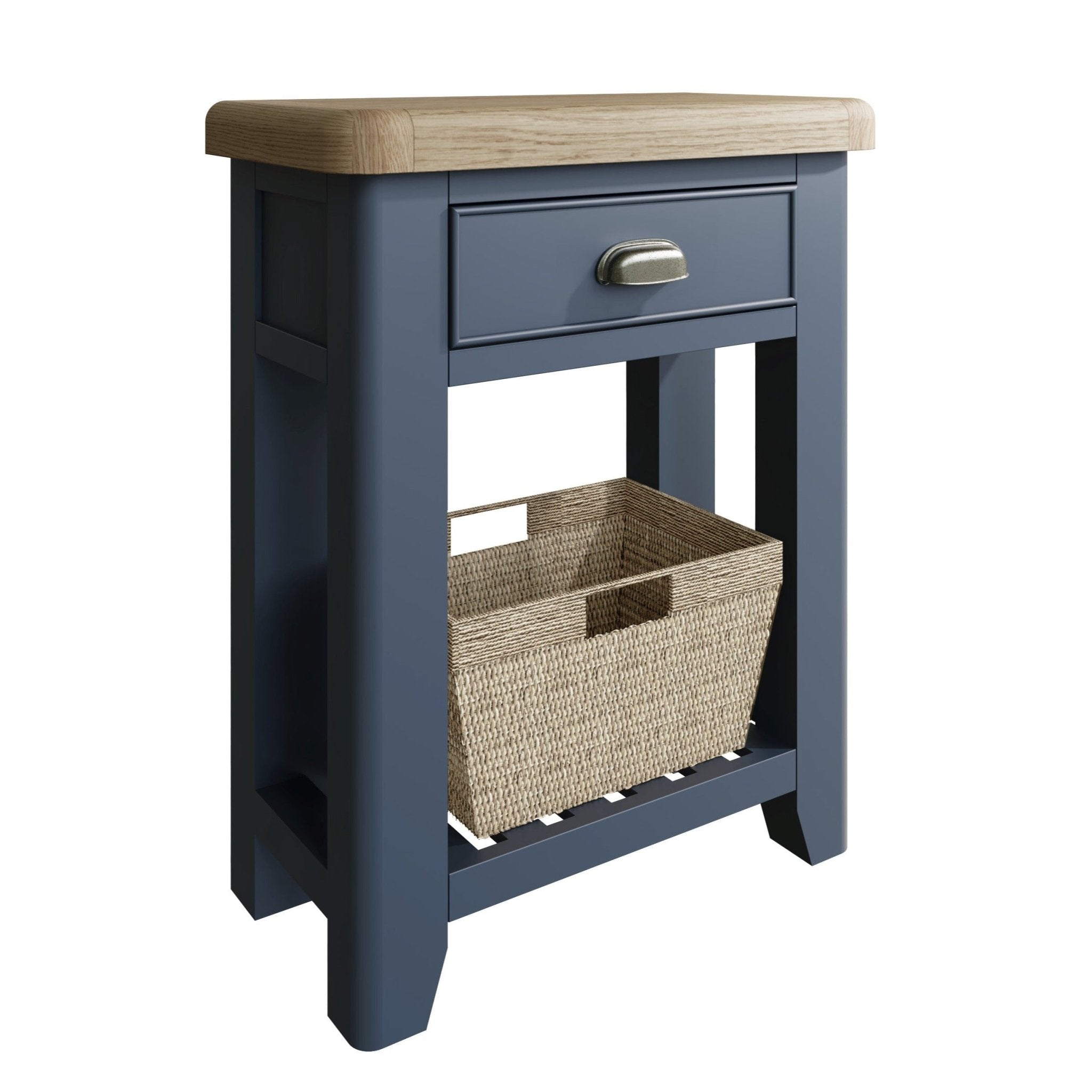 Rogate Blue Painted Telephone Table with Basket - Duck Barn Interiors