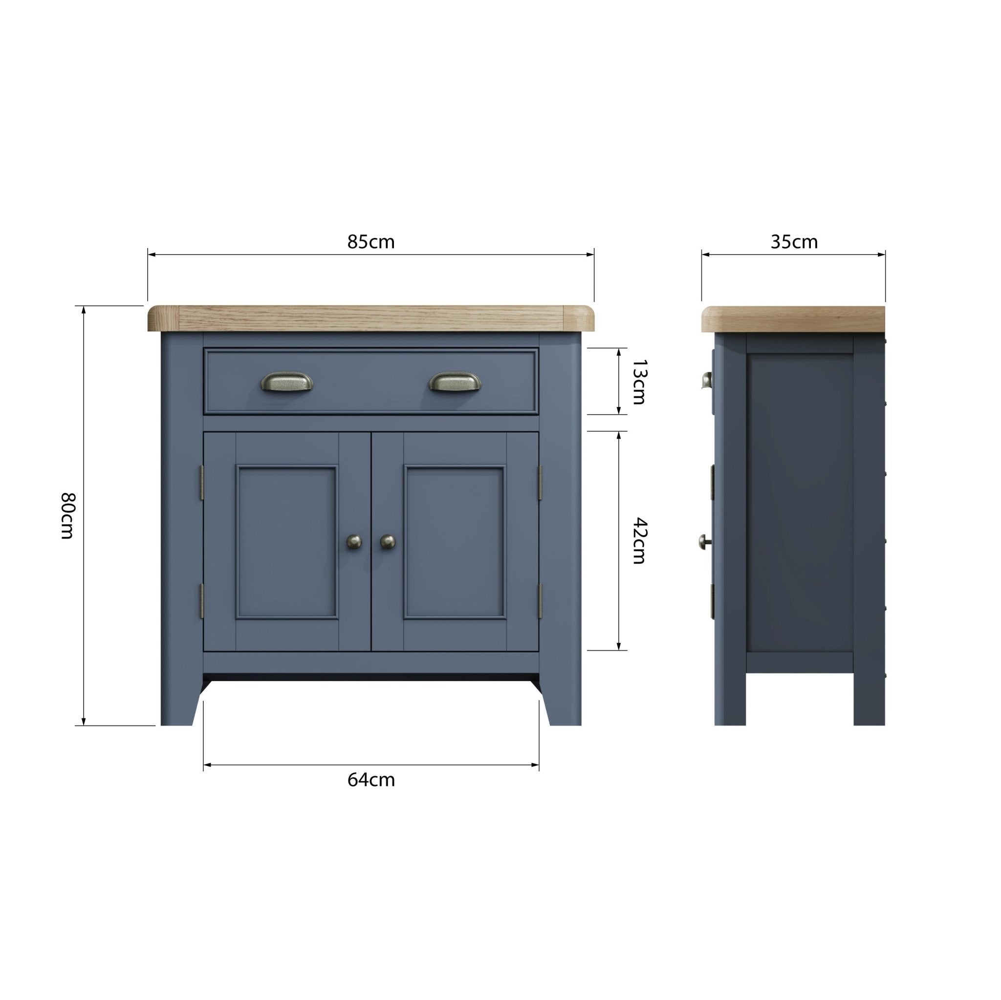 Rogate Blue Small 2 Door 1 Drawer Sideboard - Duck Barn Interiors