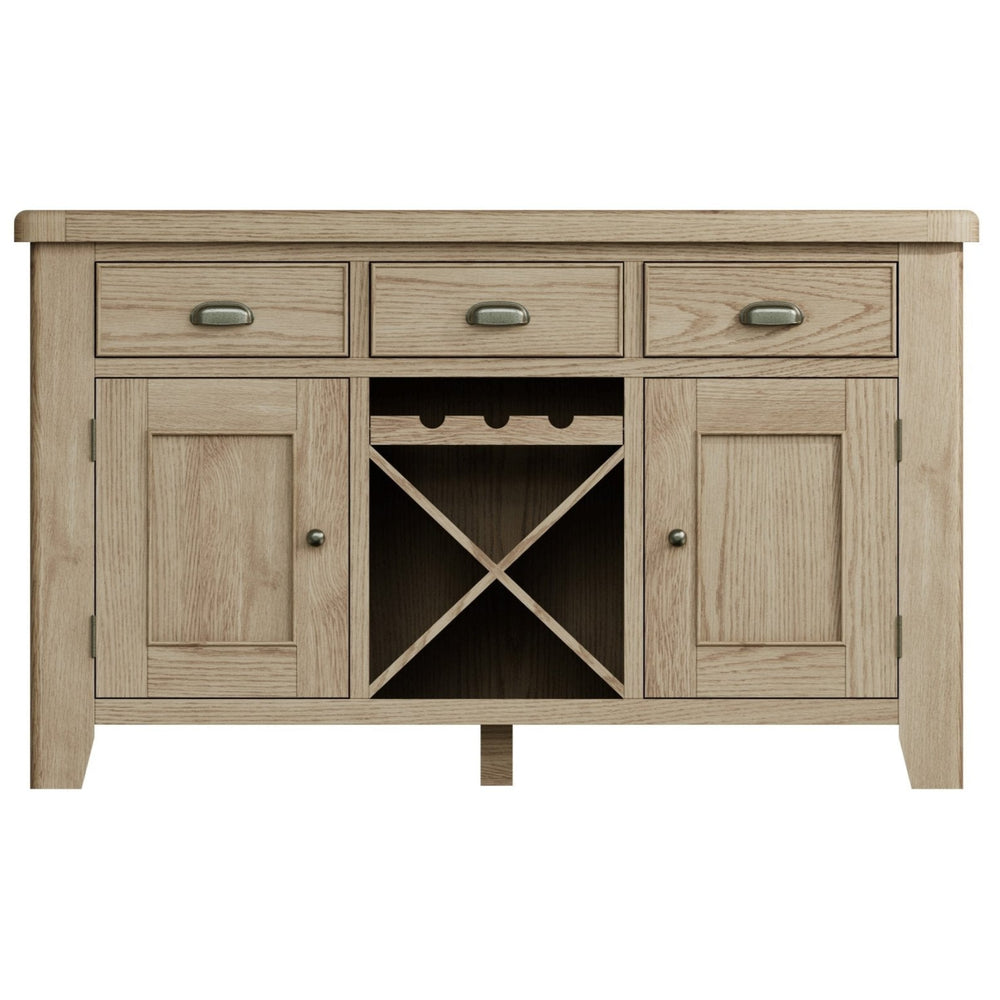 Rusper Oak 2 Door 3 Drawer Large Sideboard with Wine Storage7 - Duck Barn Interiors