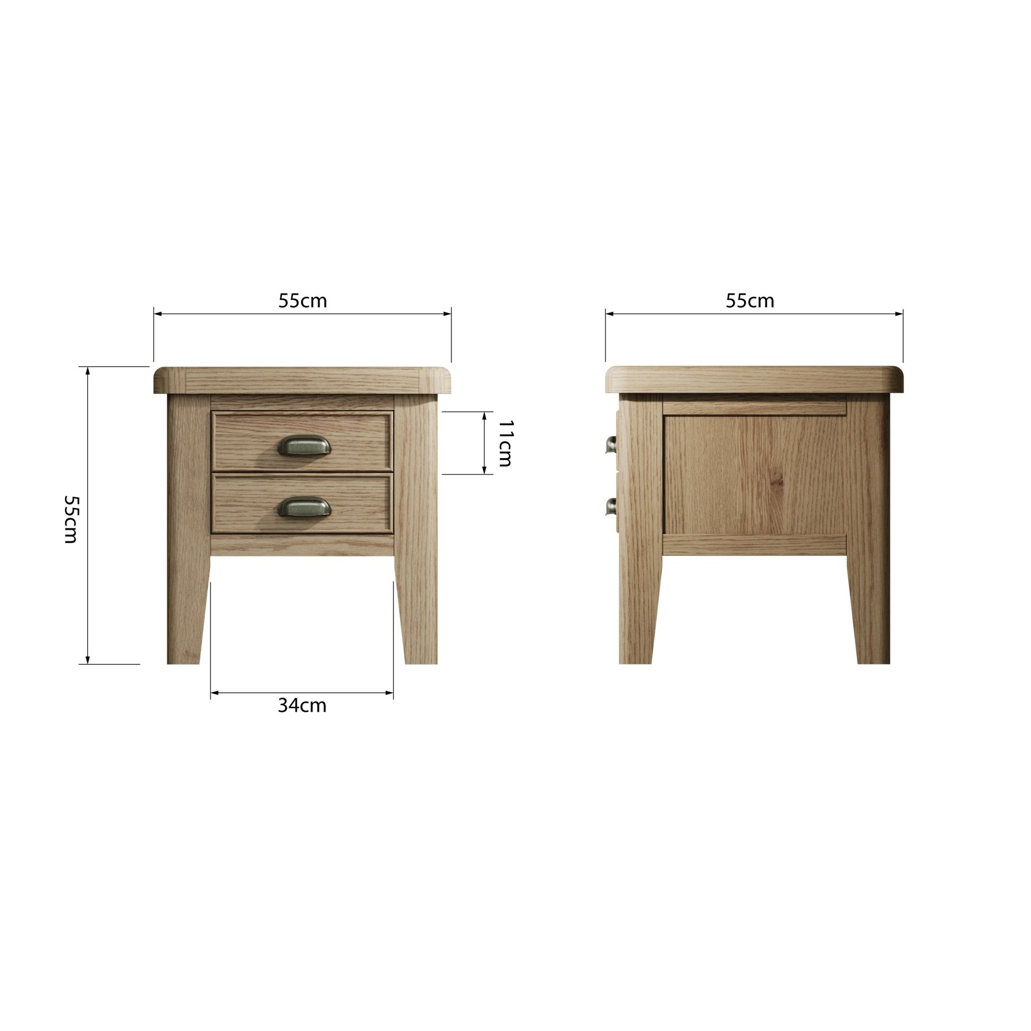 Rusper Oak 2 Drawer Side Table - Duck Barn Interiors