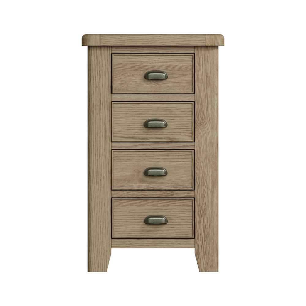 Rusper Oak 4 Drawer Narrow Tallboy7 - Duck Barn Interiors