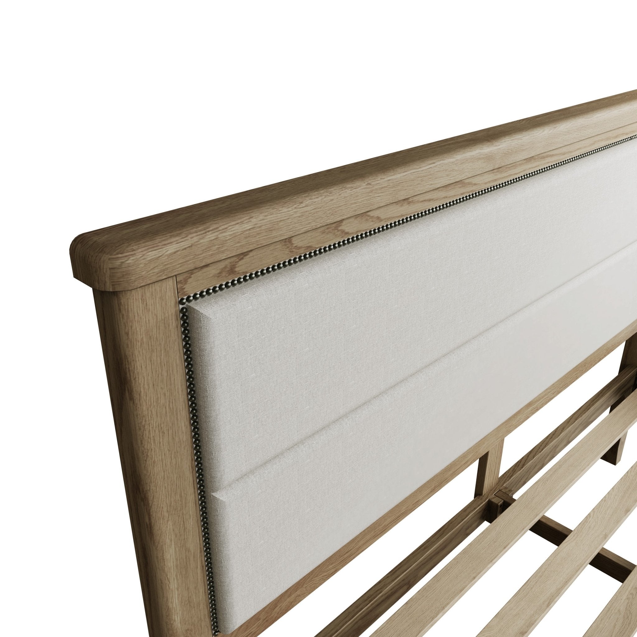 Rusper Oak 6'0 Super King size Bed Frame - Fabric Headboard - Duck Barn Interiors