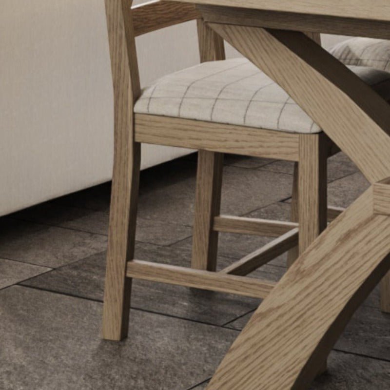 Rusper Oak Cross Back Fabric Dining Chair - Natural Check - Duck Barn Interiors