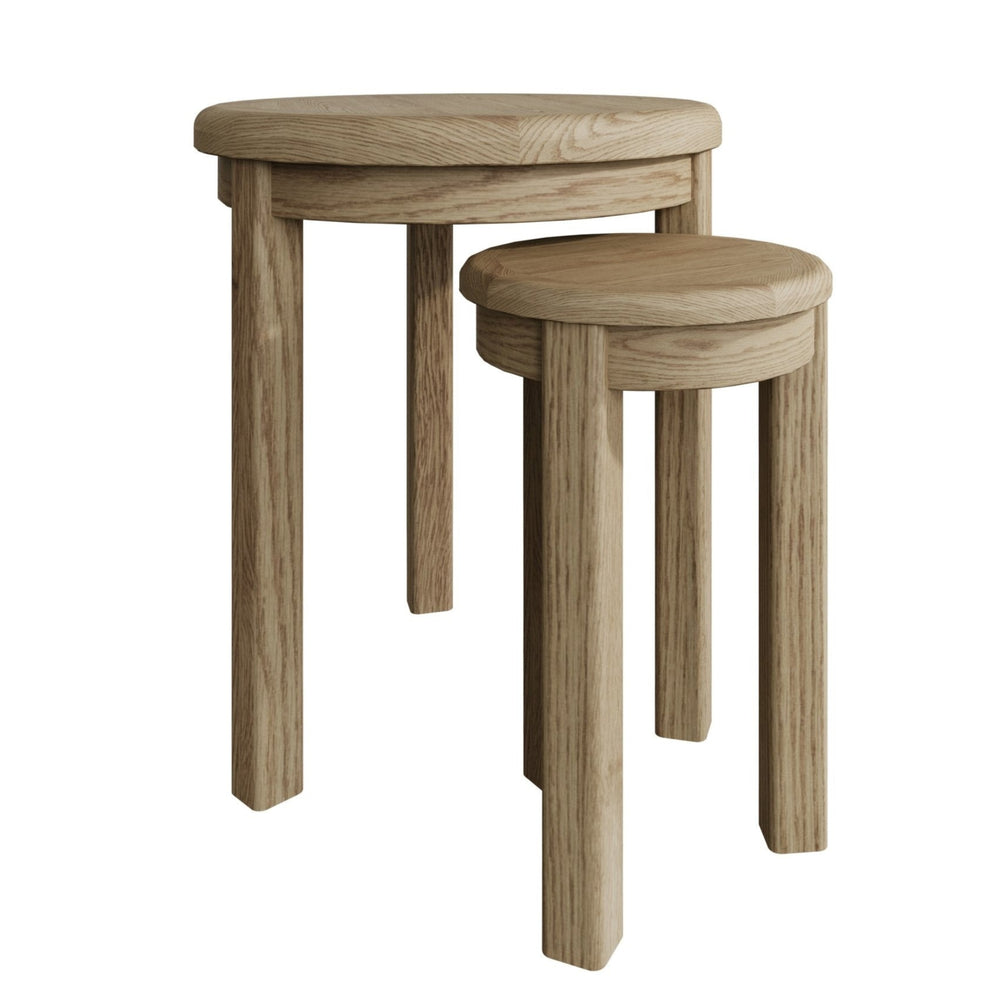 Rusper Oak Nest Of 2 Round Tables5 - Duck Barn Interiors