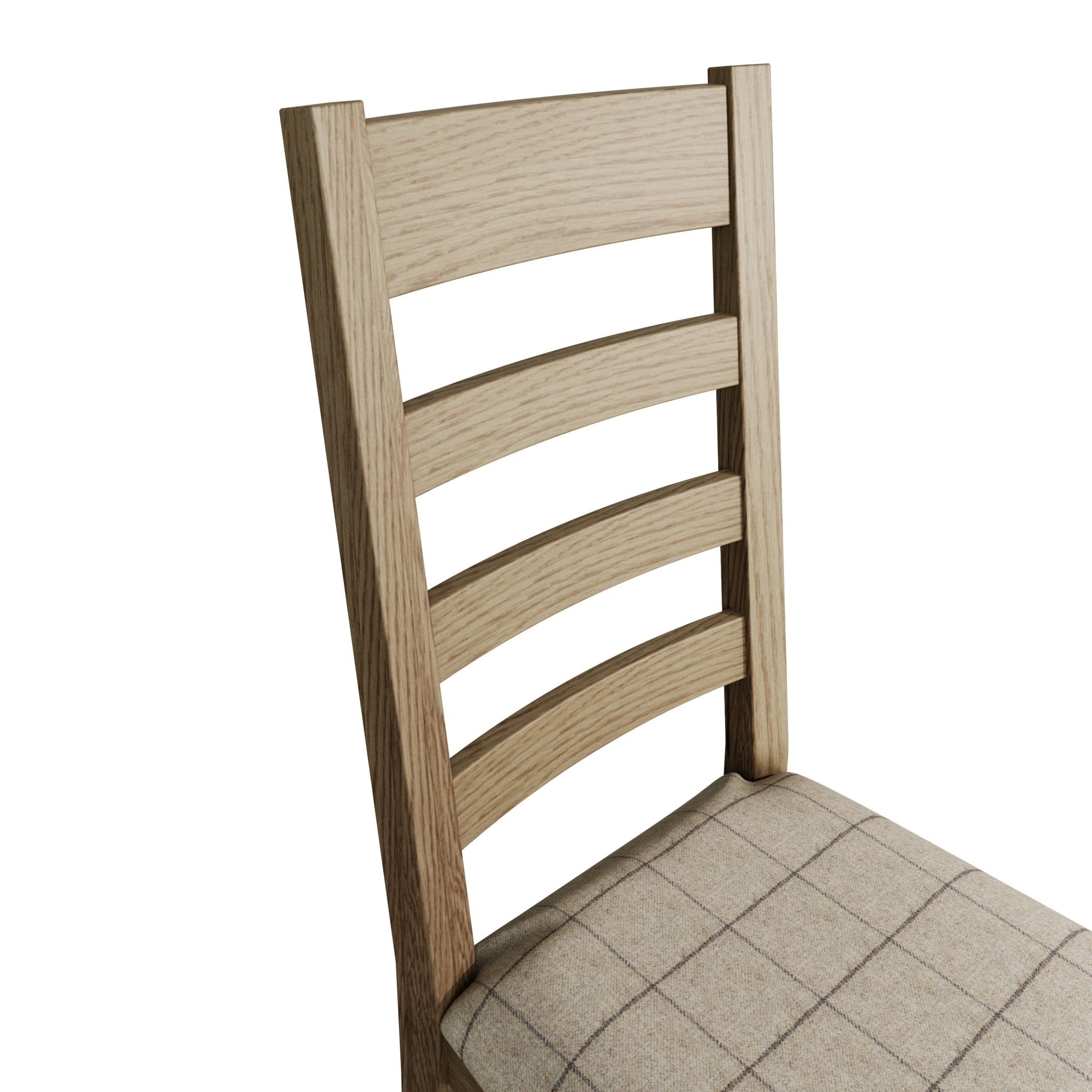 Rusper Oak Slatted Fabric Dining Chair - Natural Check - Duck Barn Interiors