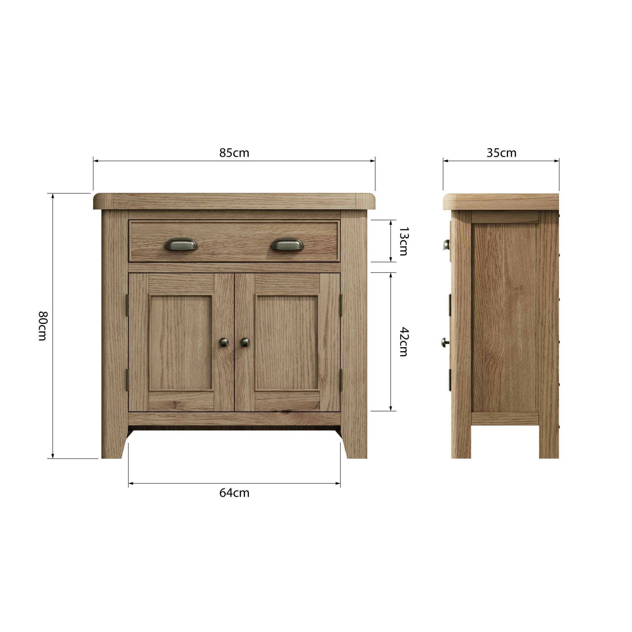 Rusper Oak Small 2 Door 1 Drawer Sideboard - Duck Barn Interiors