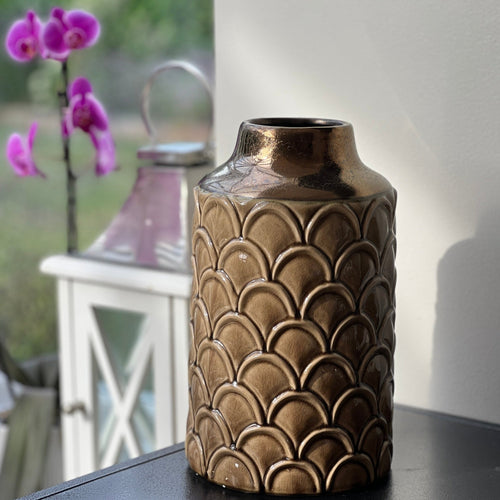 Seville Caramel Scalloped Vase - Small