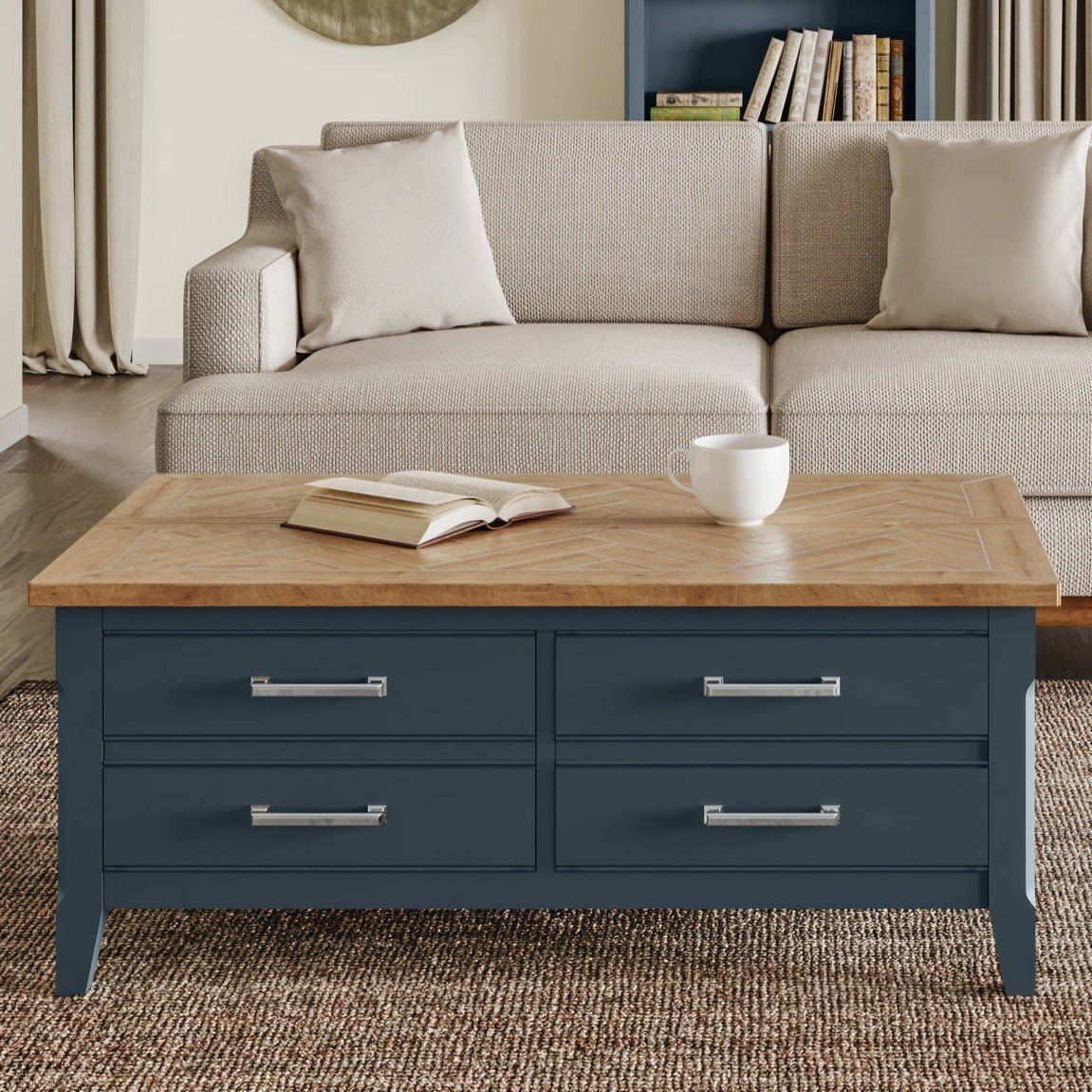 Signature Blue Coffee Table With Drawers & Hidden Storage – Duck Barn ...