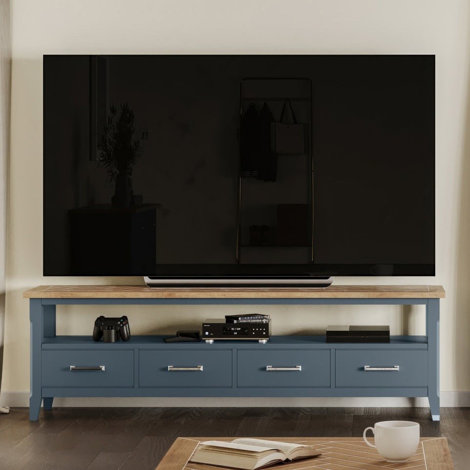 Signature Blue - Large Widescreen Television Cabinet - Duck Barn Interiors