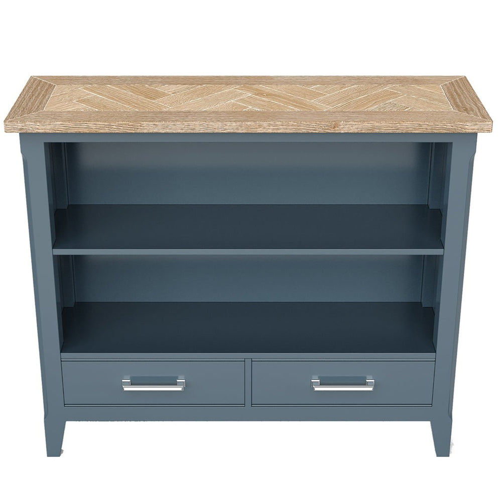 Signature Blue Low Bookcase3 - Duck Barn Interiors