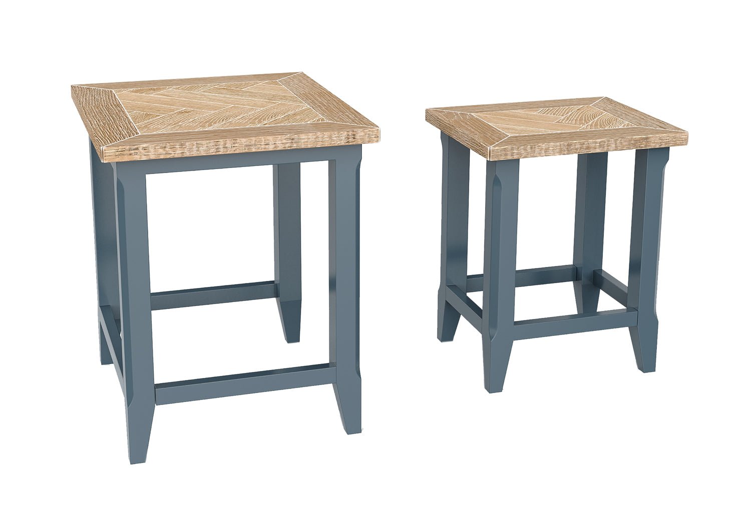 Signature Blue Nest of Two Tables - Duck Barn Interiors