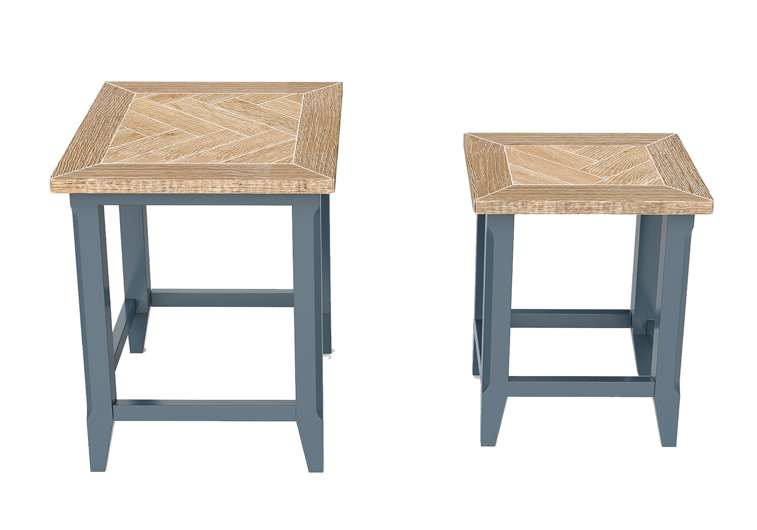 Signature Blue Nest of Two Tables - Duck Barn Interiors
