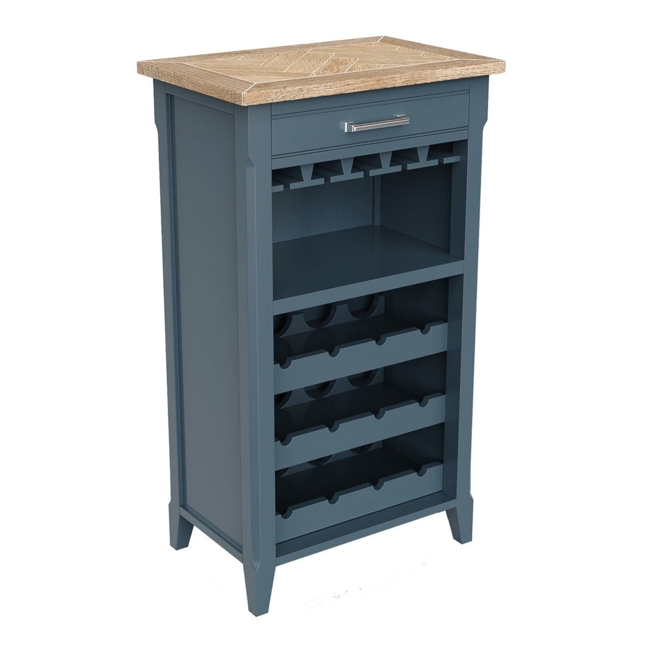Signature Blue Wine Rack / Glass Storage Cabinet - Duck Barn Interiors