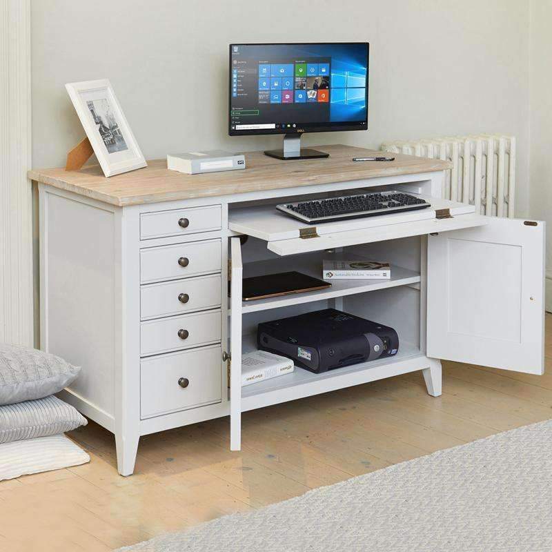 Signature Grey Hidden Home Office Desk - Duck Barn Interiors