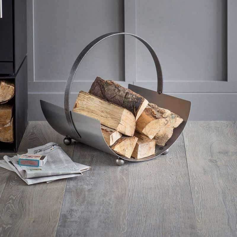 Small Steel Round Log Holder1 - Duck Barn Interiors