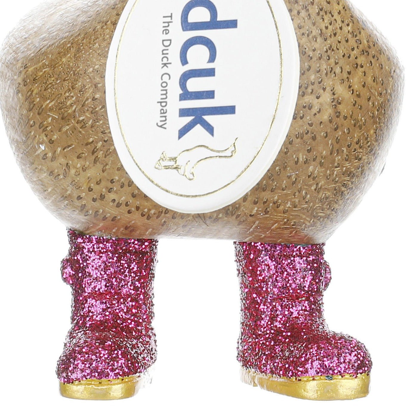 Small Wooden Disco Ducky in Pink Sparkly Wellies - Duck Barn Interiors