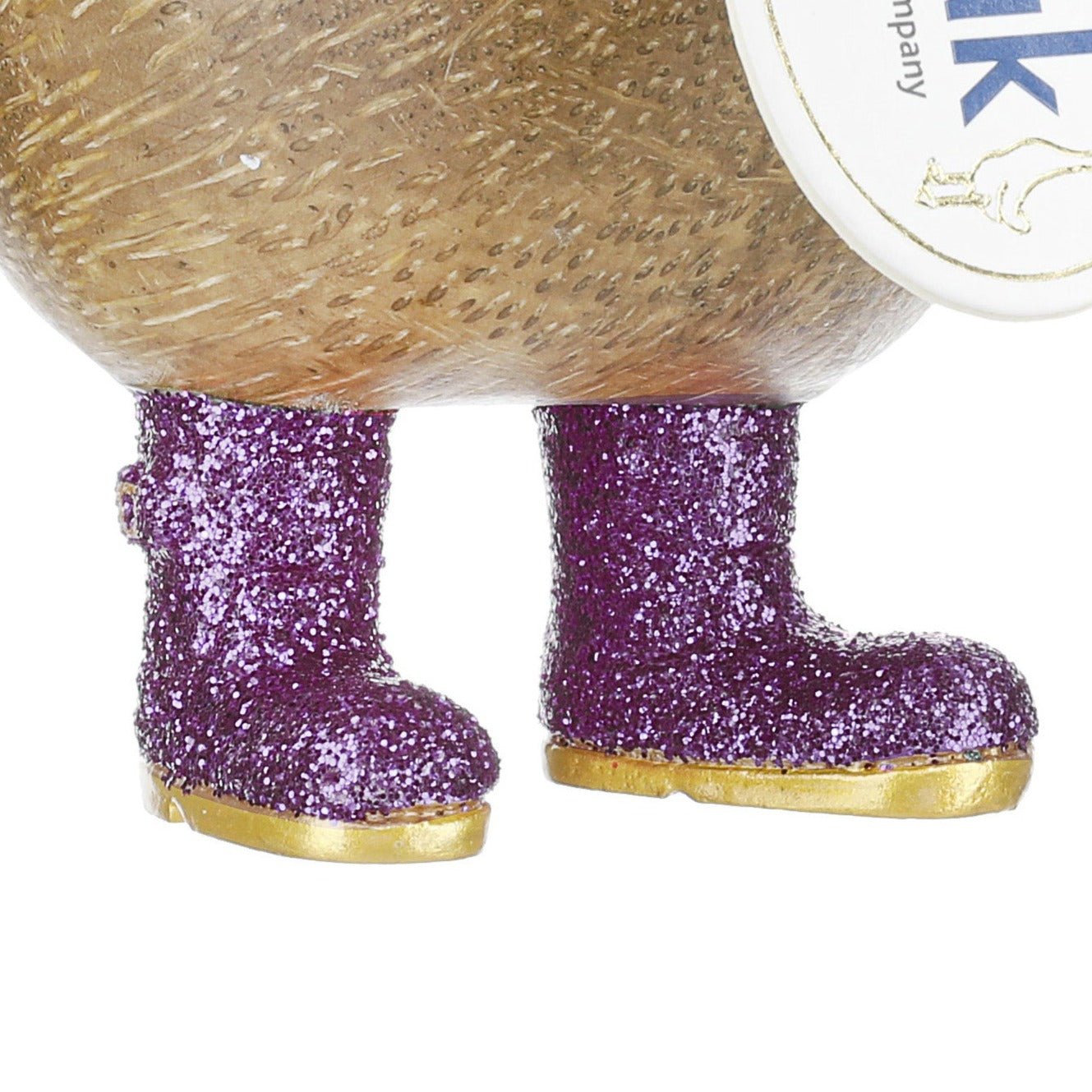 Small Wooden Disco Ducky in Purple Sparkly Wellies - Duck Barn Interiors