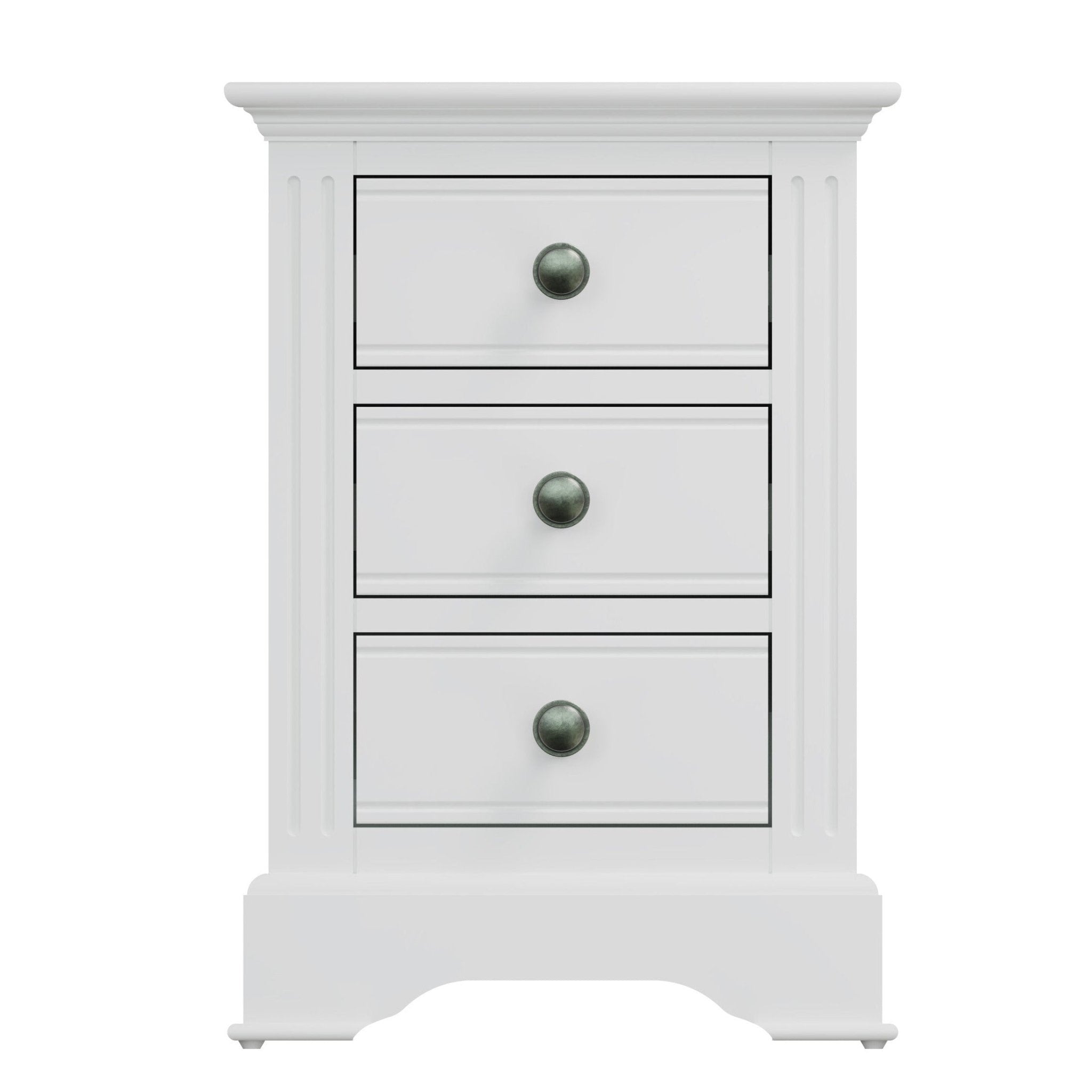Snowdrop White Painted 3 Drawer Bedside Cabinet - Duck Barn Interiors
