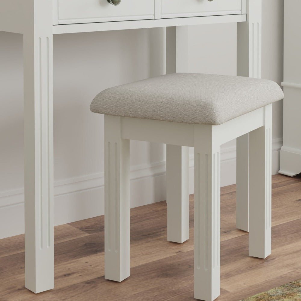 Snowdrop White Painted Dressing Table Stool - Duck Barn Interiors