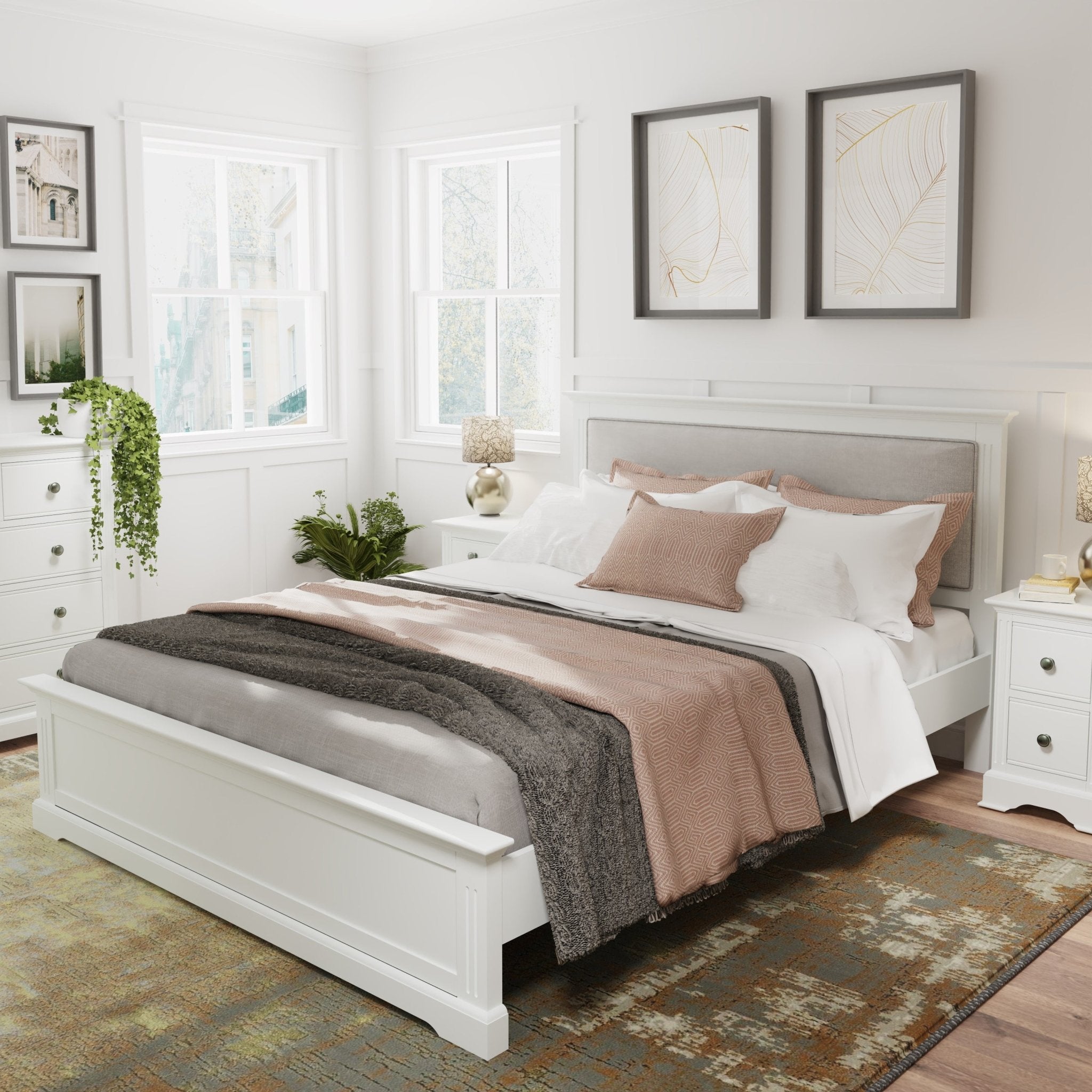 Snowdrop White Painted Kingsize Bed Frame - 5ft - Duck Barn Interiors