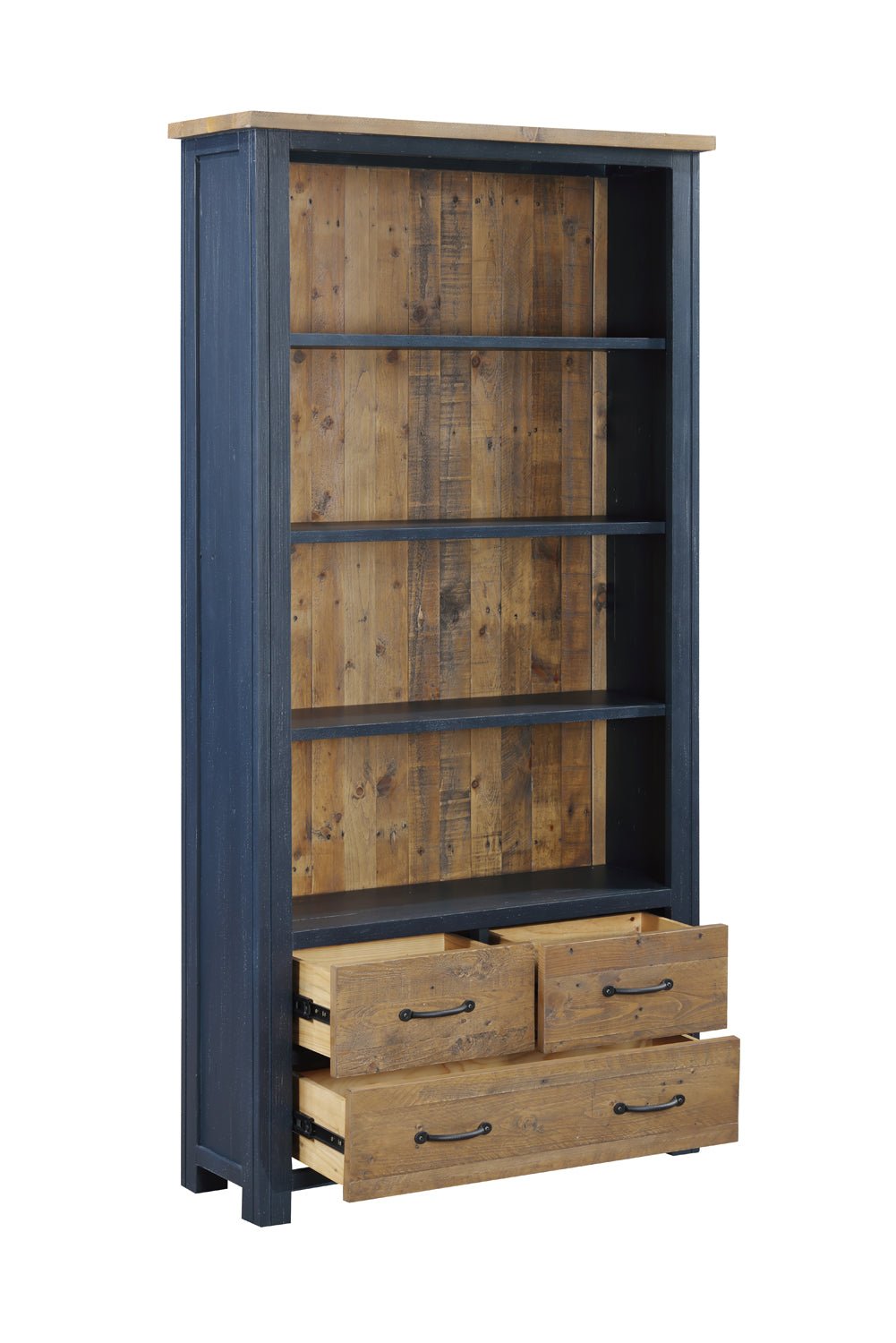Splash of Blue Large Open Bookcase with Drawers - Duck Barn Interiors