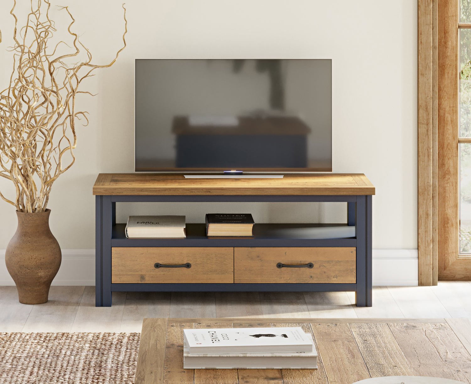 Splash of Blue Widescreen Television cabinet - Duck Barn Interiors
