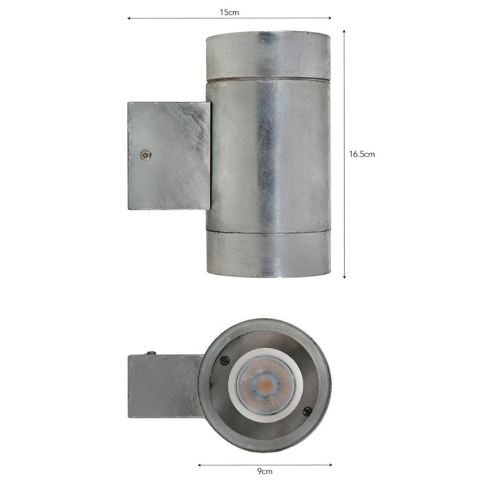 St Ives Up & Down Galvanised Steel Light - Large - Duck Barn Interiors