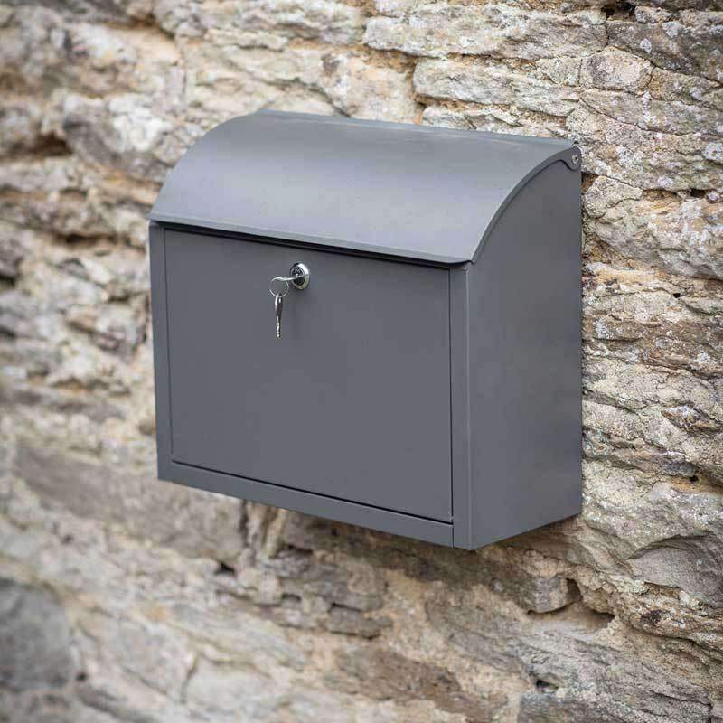 Stowe Steel Post Box in Charcoal Grey1 - Duck Barn Interiors