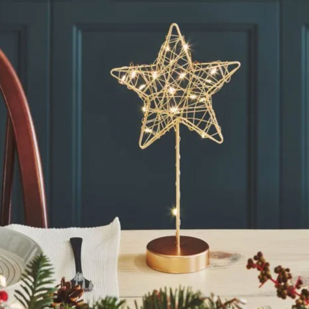 Table Star with Warm White LEDs - Gold - Battery Powered1 - Duck Barn Interiors