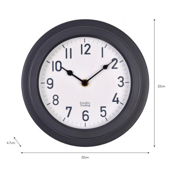 Tenby Outdoor Clock (22cm) - Carbon - Duck Barn Interiors
