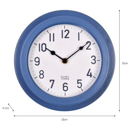 Tenby Outdoor Clock (22cm) - Lulworth Blue - Duck Barn Interiors
