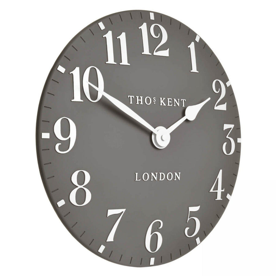 Thomas Kent Arabic Wall Clock Dolphin Grey (30cm/12") Duck Barn