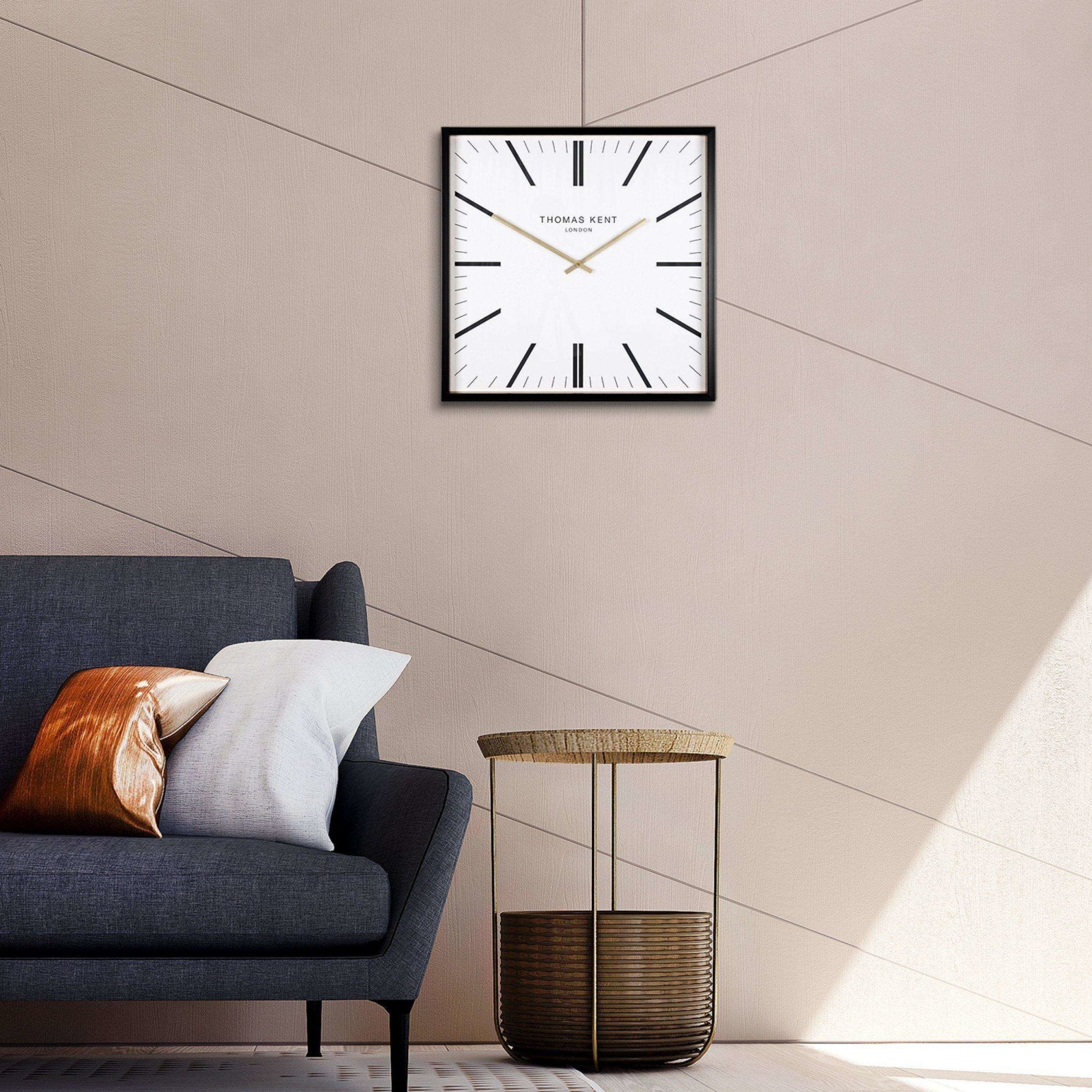 Thomas Kent Garrick Grand White Square Wall Clock (61cm/24") - Duck Barn Interiors