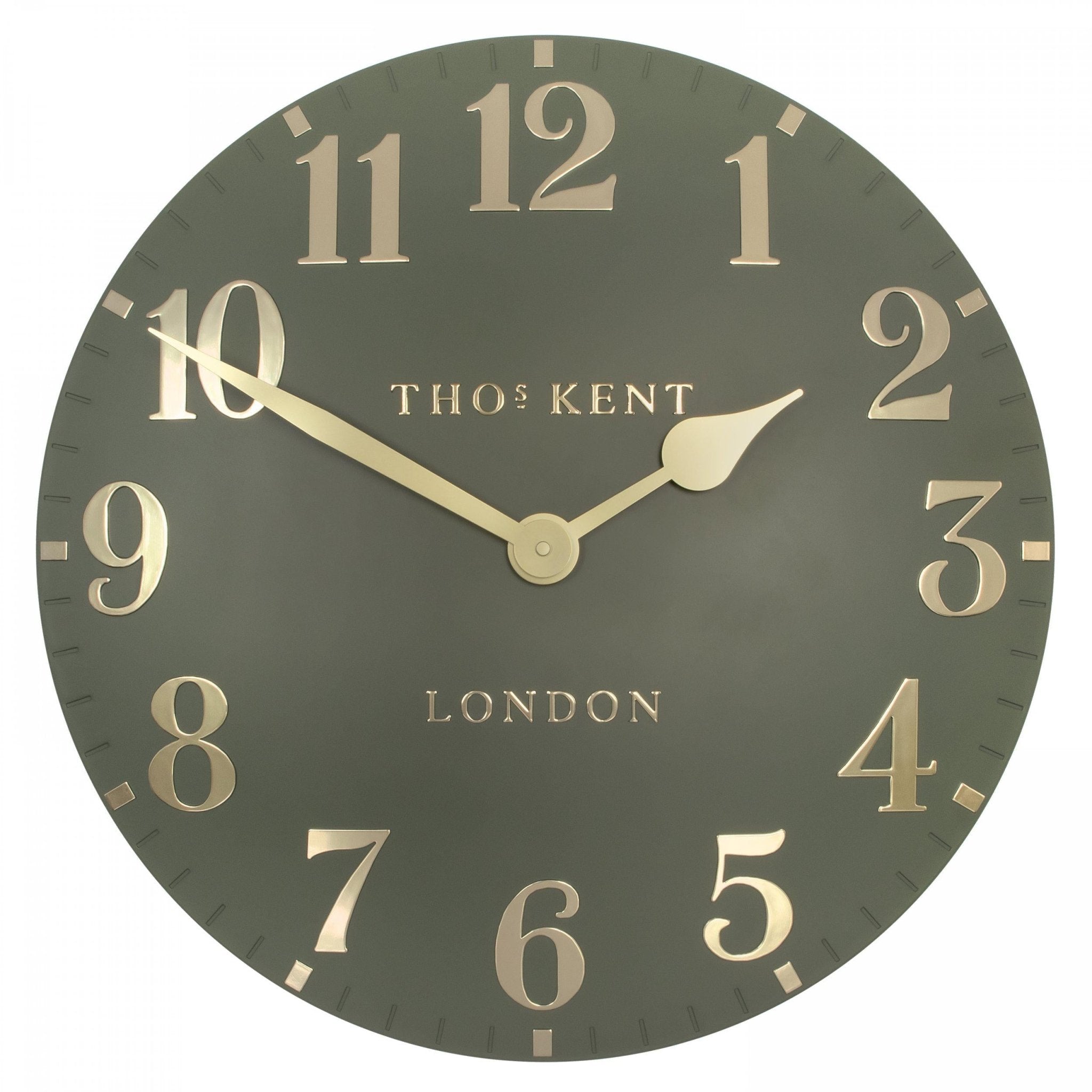Thomas Kent Lichen Green Arabic Wall Clock (30cm/12") - Duck Barn Interiors