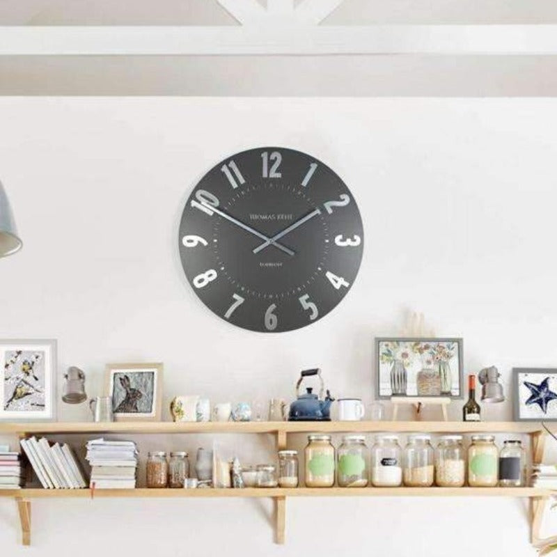 Thomas Kent Mulberry Wall Clock - Graphite Silver (50cm/20") - Duck Barn Interiors