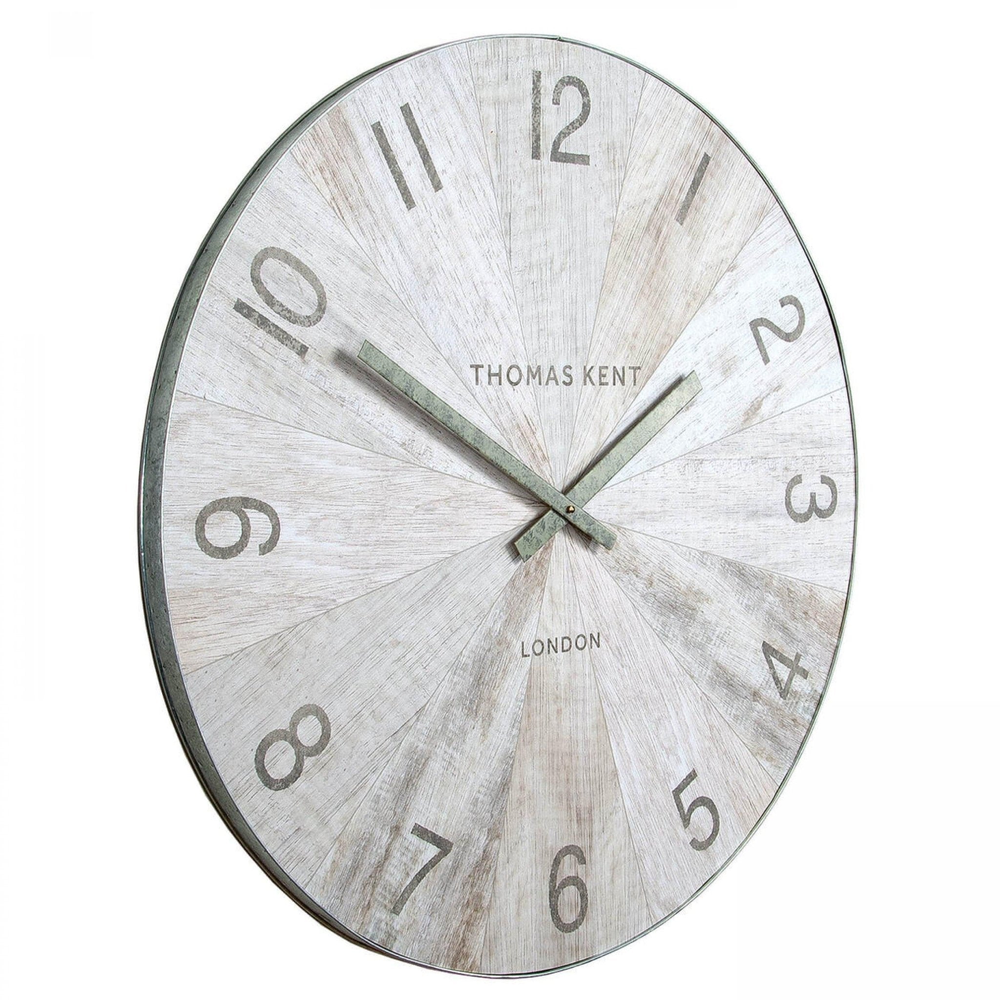 Thomas Kent Wharf Wall Clock - Pickled Oak (76cm/30") - Duck Barn Interiors