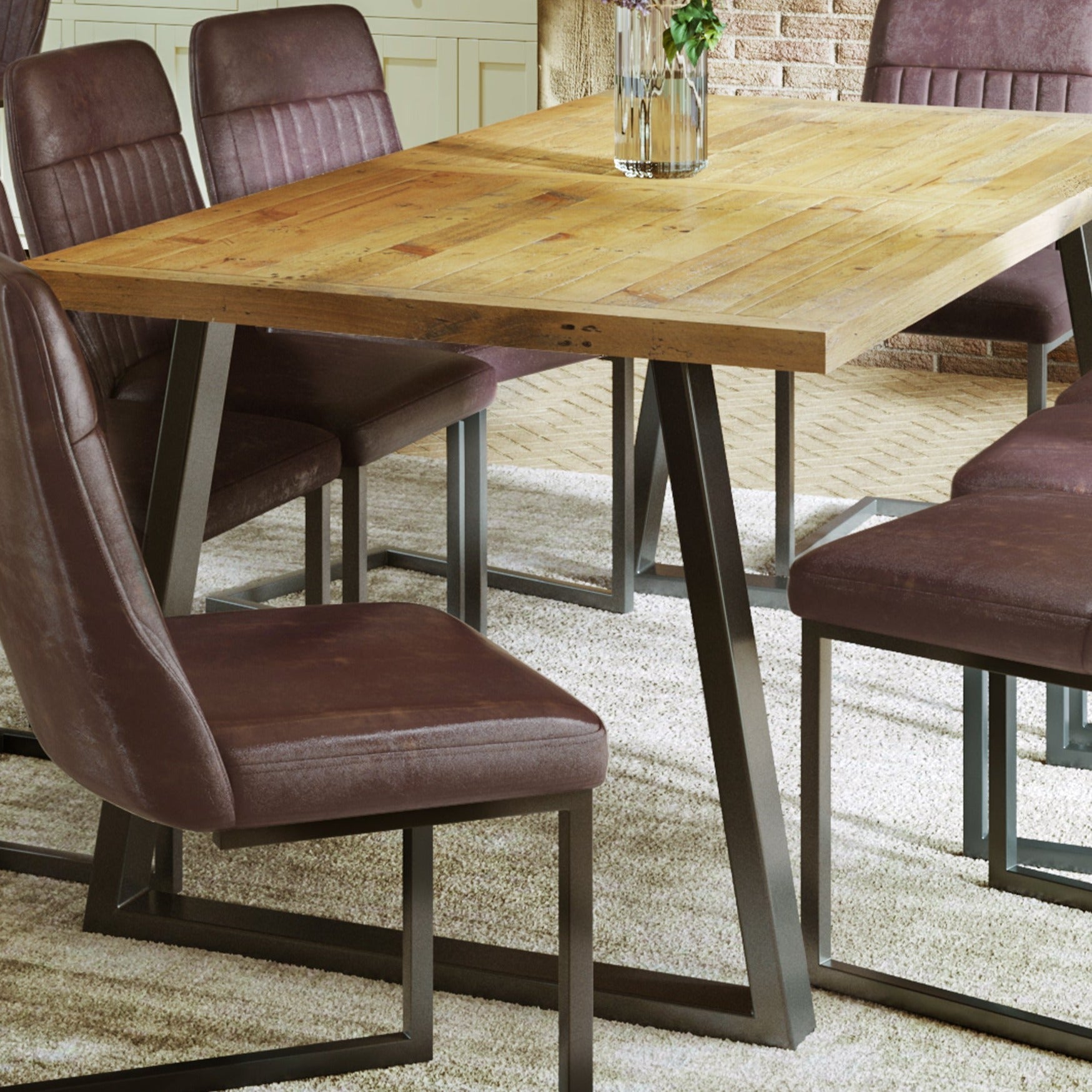 Urban Elegance - Reclaimed Dining Table - MEDIUM (Horizontal Leg) 6-8 seater - Duck Barn Interiors